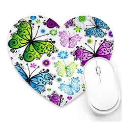 Butterflies Abstract Background Colorful Desenho Vector Heart Mousepad by Bedest