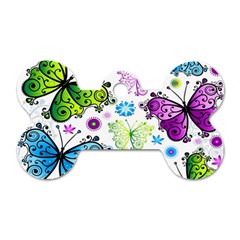 Butterflies Abstract Background Colorful Desenho Vector Dog Tag Bone (one Side) by Bedest