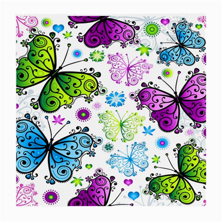 Butterflies Abstract Background Colorful Desenho Vector Medium Glasses Cloth (2 Sides)