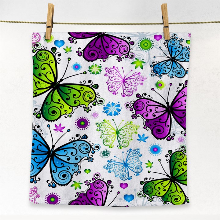 Butterflies Abstract Background Colorful Desenho Vector Face Towel