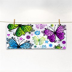 Butterflies Abstract Background Colorful Desenho Vector Hand Towel by Bedest