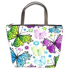 Butterflies Abstract Background Colorful Desenho Vector Bucket Bag by Bedest