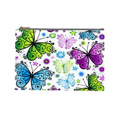 Butterflies Abstract Background Colorful Desenho Vector Cosmetic Bag (large) by Bedest