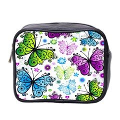 Butterflies Abstract Background Colorful Desenho Vector Mini Toiletries Bag (two Sides) by Bedest