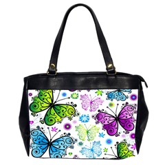 Butterflies Abstract Background Colorful Desenho Vector Oversize Office Handbag (2 Sides) by Bedest