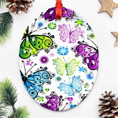 Butterflies Abstract Background Colorful Desenho Vector Oval Filigree Ornament (two Sides) by Bedest