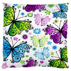 Butterflies Abstract Background Colorful Desenho Vector Large Cushion Case (two Sides) by Bedest