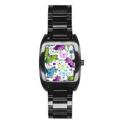 Butterflies Abstract Background Colorful Desenho Vector Stainless Steel Barrel Watch by Bedest