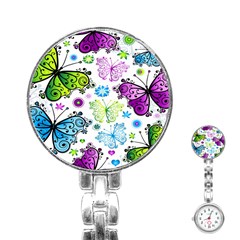 Butterflies Abstract Background Colorful Desenho Vector Stainless Steel Nurses Watch by Bedest