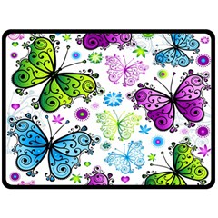 Butterflies Abstract Background Colorful Desenho Vector Two Sides Fleece Blanket (large) by Bedest