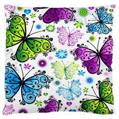 Butterflies Abstract Background Colorful Desenho Vector Standard Premium Plush Fleece Cushion Case (two Sides) by Bedest