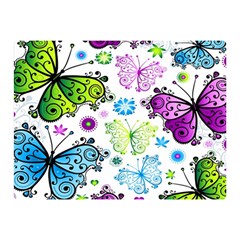 Butterflies Abstract Background Colorful Desenho Vector Two Sides Premium Plush Fleece Blanket (mini) by Bedest