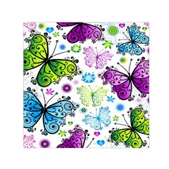 Butterflies Abstract Background Colorful Desenho Vector Square Satin Scarf (30  X 30 ) by Bedest