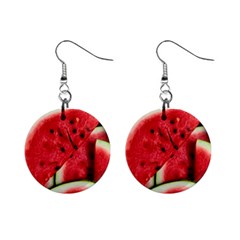 Watermelon Fruit Green Red Mini Button Earrings by Bedest