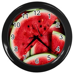 Watermelon Fruit Green Red Wall Clock (black) by Bedest