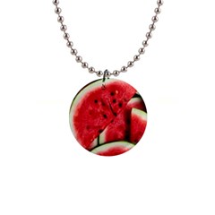 Watermelon Fruit Green Red 1  Button Necklace by Bedest