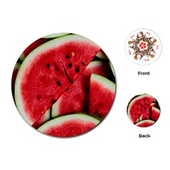 Watermelon Fruit Green Red Playing Cards Single Design (round) by Bedest