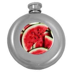 Watermelon Fruit Green Red Round Hip Flask (5 Oz) by Bedest