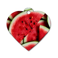 Watermelon Fruit Green Red Dog Tag Heart (two Sides)