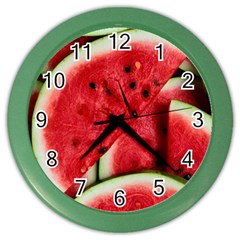 Watermelon Fruit Green Red Color Wall Clock by Bedest