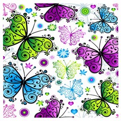 Butterflies Abstract Background Colorful Desenho Vector Wooden Puzzle Square by Bedest