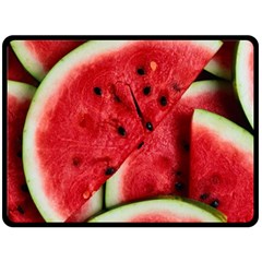 Watermelon Fruit Green Red Fleece Blanket (large) by Bedest