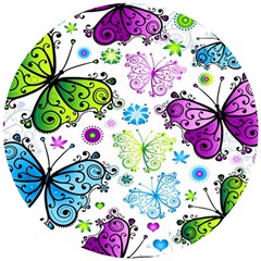 Butterflies Abstract Background Colorful Desenho Vector Wooden Puzzle Round by Bedest