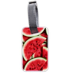 Watermelon Fruit Green Red Luggage Tag (two Sides) by Bedest