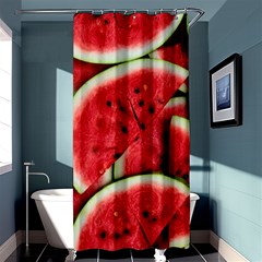 Watermelon Fruit Green Red Shower Curtain 36  X 72  (stall)  by Bedest