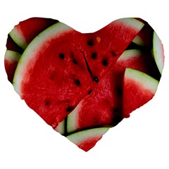 Watermelon Fruit Green Red Large 19  Premium Heart Shape Cushions by Bedest