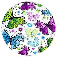 Butterflies Abstract Background Colorful Desenho Vector Uv Print Acrylic Ornament Round by Bedest