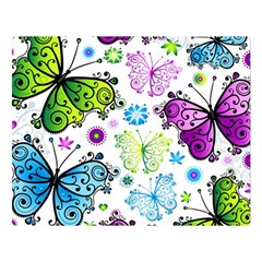 Butterflies Abstract Background Colorful Desenho Vector Premium Plush Fleece Blanket (large) by Bedest