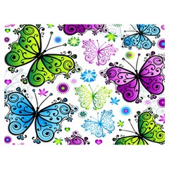 Butterflies Abstract Background Colorful Desenho Vector Two Sides Premium Plush Fleece Blanket (extra Small) by Bedest