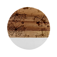 Butterflies Abstract Background Colorful Desenho Vector Marble Wood Coaster (round) by Bedest