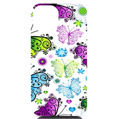 Butterflies Abstract Background Colorful Desenho Vector Iphone 14 Black Uv Print Case by Bedest