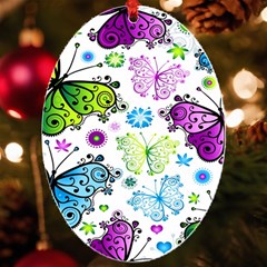 Butterflies Abstract Background Colorful Desenho Vector Uv Print Acrylic Ornament Oval