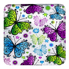 Butterflies Abstract Background Colorful Desenho Vector Square Glass Fridge Magnet (4 Pack) by Bedest