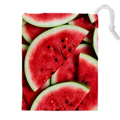 Watermelon Fruit Green Red Drawstring Pouch (4xl) by Bedest