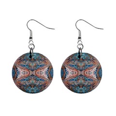 Blue Arabesque Mini Button Earrings by kaleidomarblingart