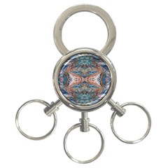 Blue Arabesque 3-ring Key Chain by kaleidomarblingart