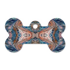 Blue Arabesque Dog Tag Bone (two Sides) by kaleidomarblingart