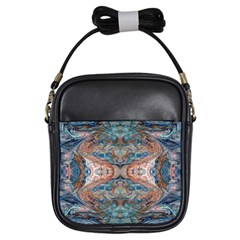 Blue Arabesque Girls Sling Bag by kaleidomarblingart