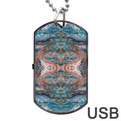 Blue Arabesque Dog Tag Usb Flash (one Side) by kaleidomarblingart