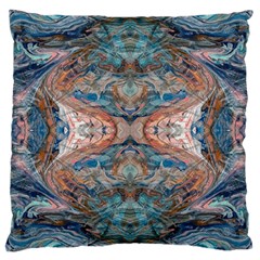 Blue Arabesque Large Cushion Case (one Side) by kaleidomarblingart