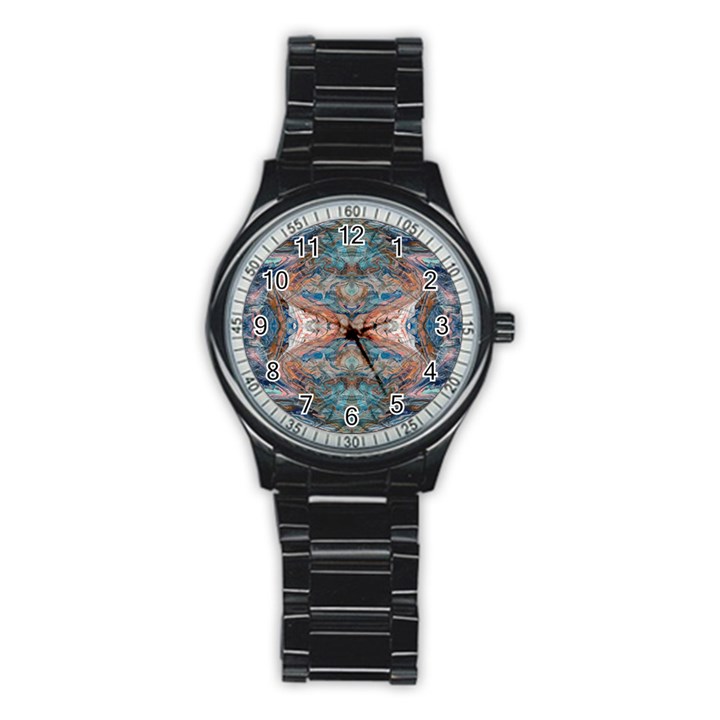 Blue arabesque Stainless Steel Round Watch