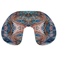 Blue Arabesque Travel Neck Pillow by kaleidomarblingart