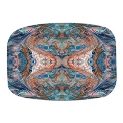 Blue Arabesque Mini Square Pill Box by kaleidomarblingart