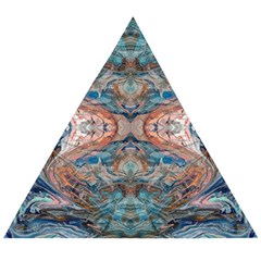 Blue Arabesque Wooden Puzzle Triangle by kaleidomarblingart