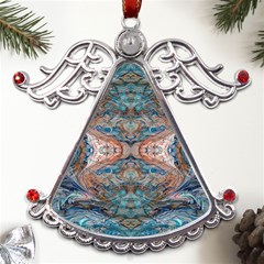 Blue Arabesque Metal Angel With Crystal Ornament by kaleidomarblingart