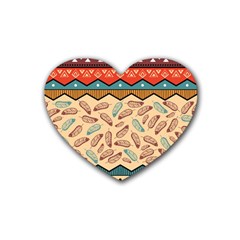 Ethnic-tribal-pattern-background Rubber Heart Coaster (4 Pack)